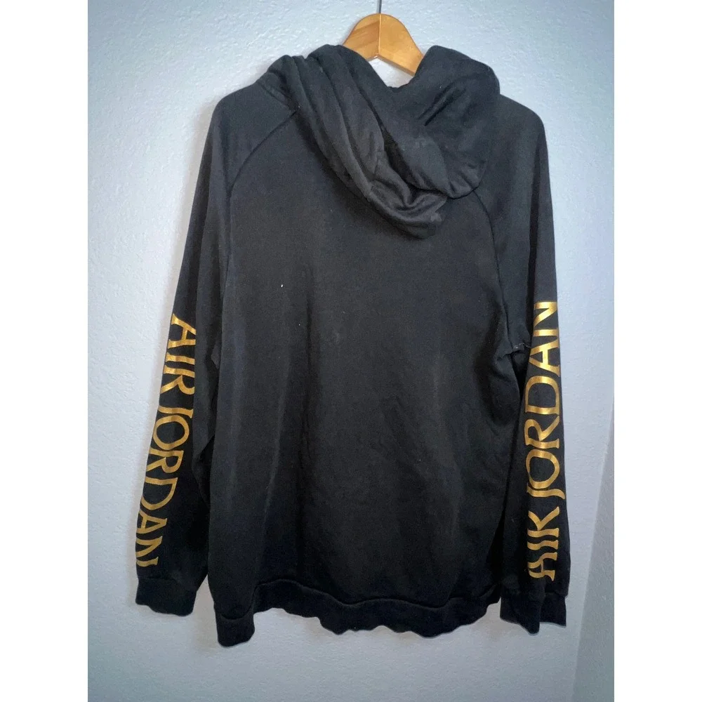 Jordan Jumpman Nike Air Hoodie Mens XL Black Gold Metallic Pullover Fleece VTG